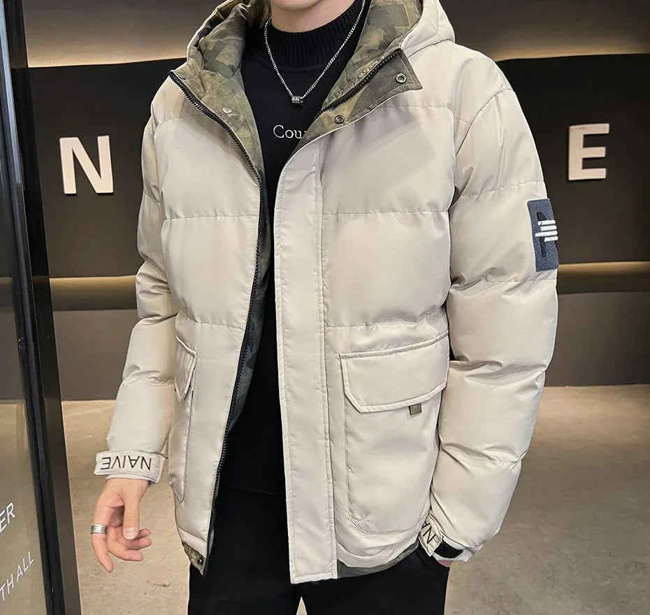 Down Jackets For Men Hooded Parkas Winter Models Man Padded Coat Offers Trend Unique Padding Korean 2025 Quilted Clothes Sale