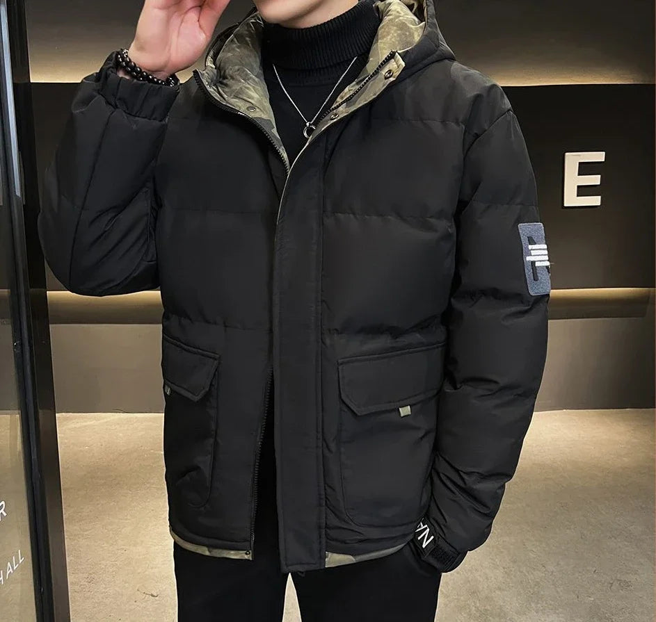 Down Jackets For Men Hooded Parkas Winter Models Man Padded Coat Offers Trend Unique Padding Korean 2025 Quilted Clothes Sale