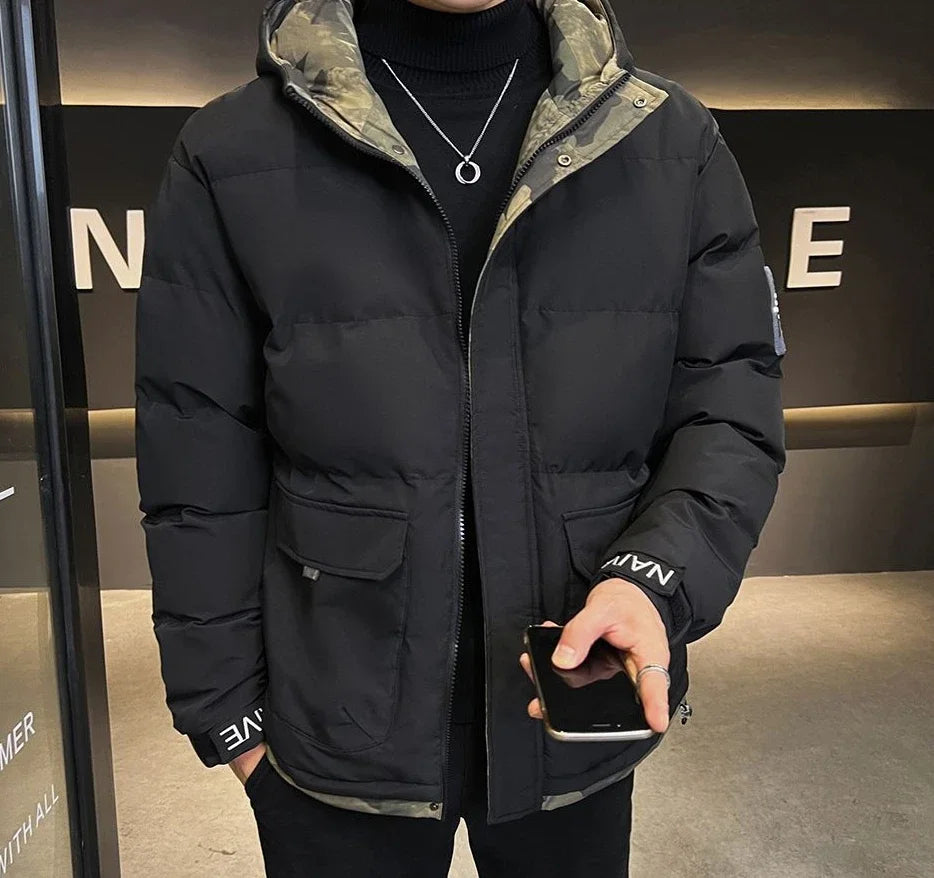 Down Jackets For Men Hooded Parkas Winter Models Man Padded Coat Offers Trend Unique Padding Korean 2025 Quilted Clothes Sale