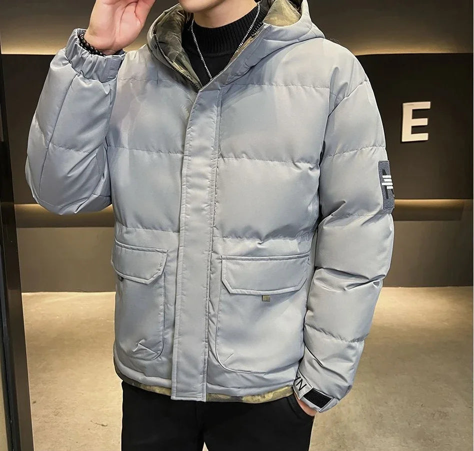 Down Jackets For Men Hooded Parkas Winter Models Man Padded Coat Offers Trend Unique Padding Korean 2025 Quilted Clothes Sale