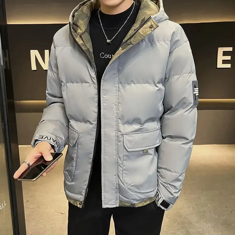 Down Jackets For Men Hooded Parkas Winter Models Man Padded Coat Offers Trend Unique Padding Korean 2025 Quilted Clothes Sale