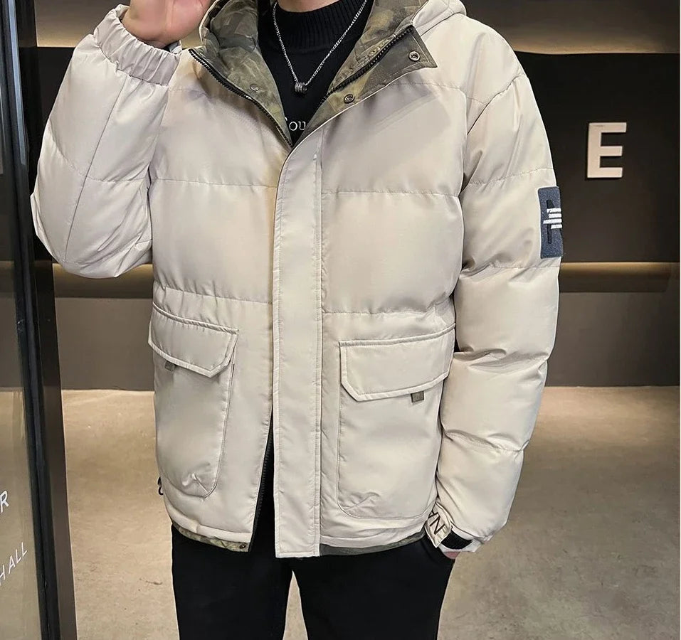 Down Jackets For Men Hooded Parkas Winter Models Man Padded Coat Offers Trend Unique Padding Korean 2025 Quilted Clothes Sale