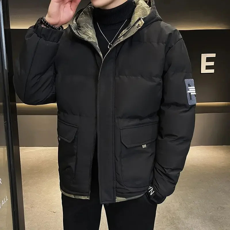 Down Jackets For Men Hooded Parkas Winter Models Man Padded Coat Offers Trend Unique Padding Korean 2025 Quilted Clothes Sale