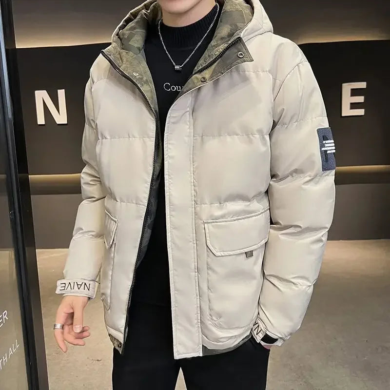 Down Jackets For Men Hooded Parkas Winter Models Man Padded Coat Offers Trend Unique Padding Korean 2025 Quilted Clothes Sale