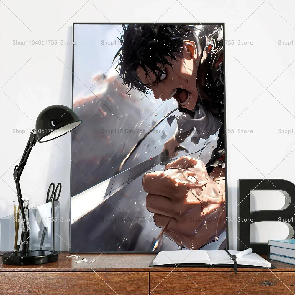 Anime Attack on Titan Levi Ackerman Wall Art Minimalist Print Canvas Painting Posters for Bedroom Modern Home Decor